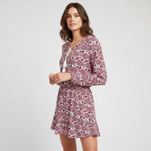 H&M Divided Red and White Geometric Paisley Mini Dress with V Neck Tie